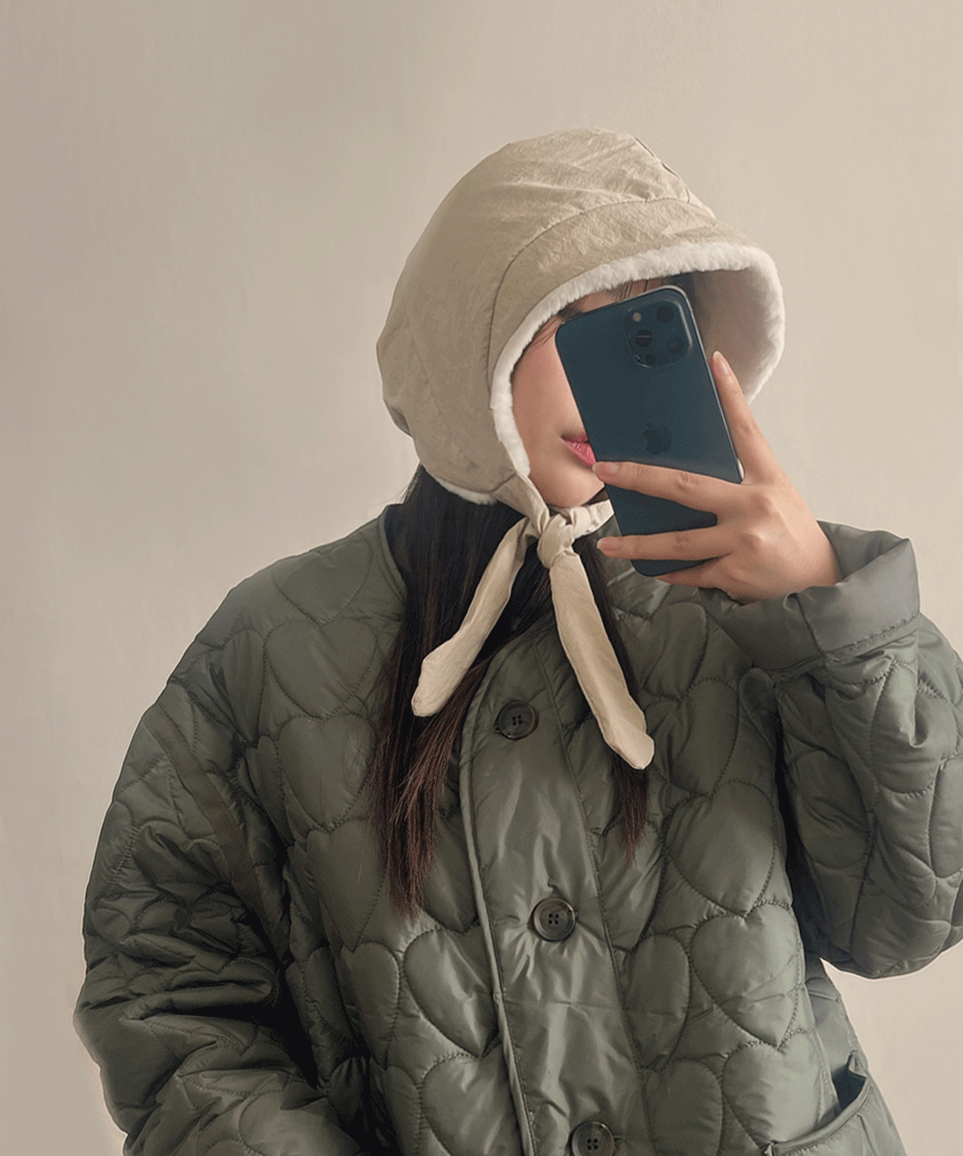 양면 밍크 패딩 후드 레이어드 보넷 4color 털 겨울 방한 귀달이 귀도리 모자 군밤 바라클라바