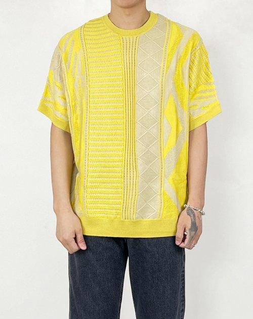 위빙 믹스 케이블 오버핏 니트(버터옐로우)