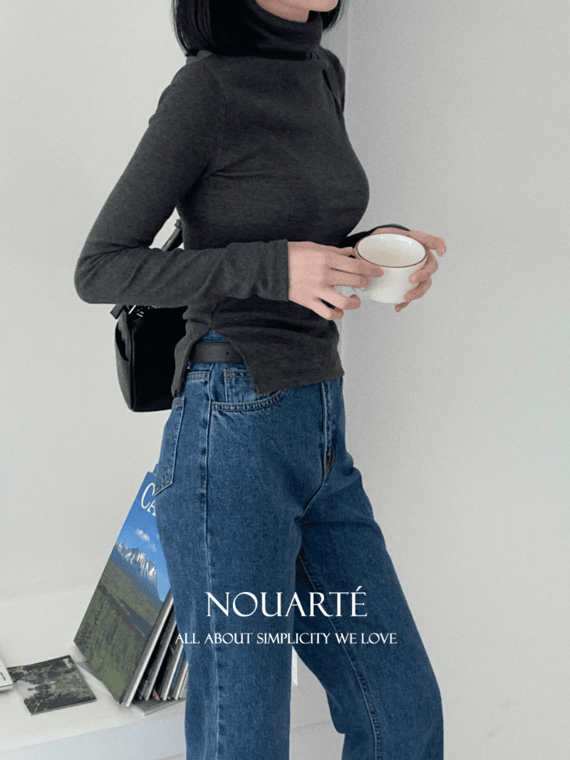 [NouArté 누아르테] 제로 미니멀 앙고라 폴라 탑 (메인 차콜)