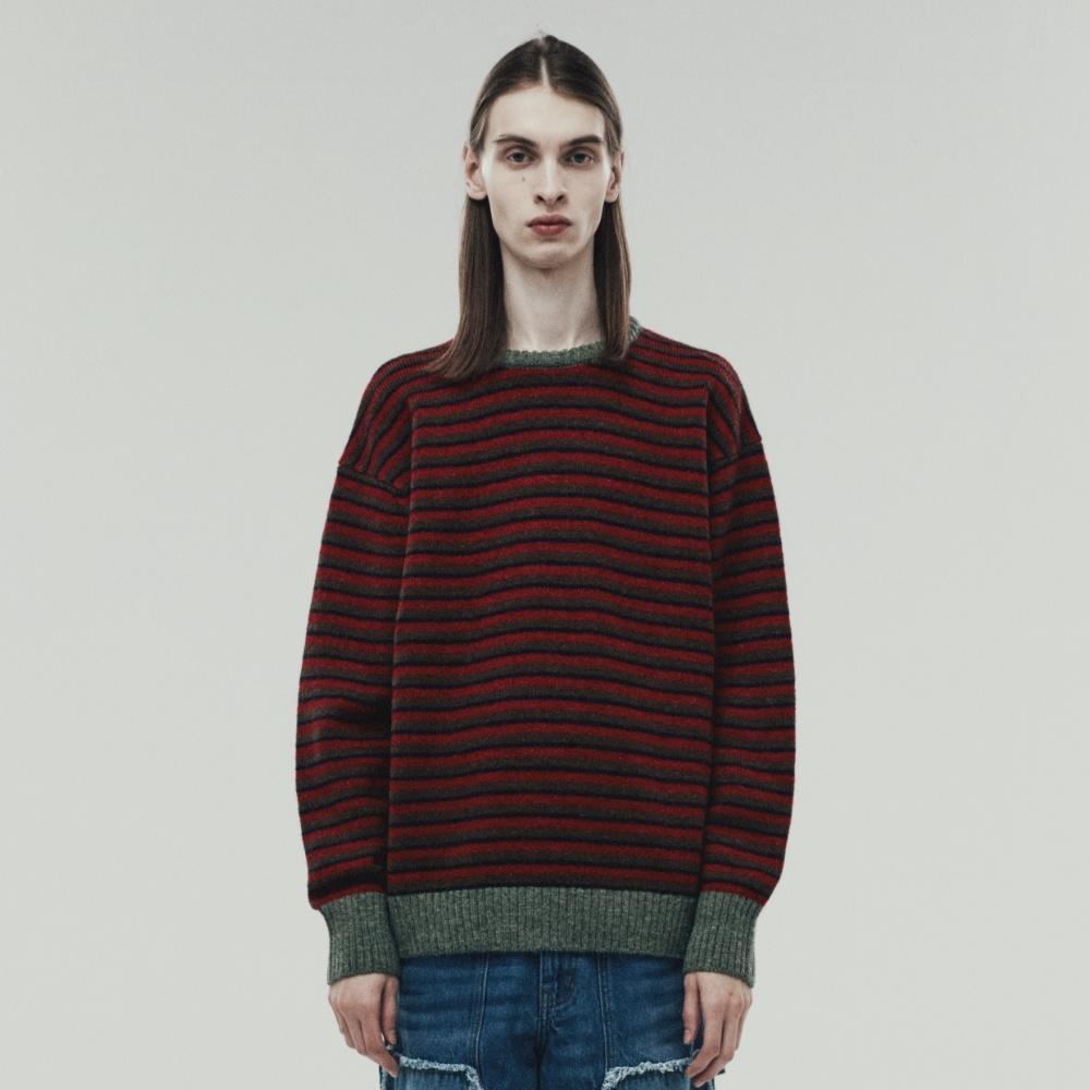 MOHAIR MULTI STRIPED SWEATER RED