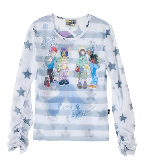 YB x Oliwa Mesh Graphic Stripe Top