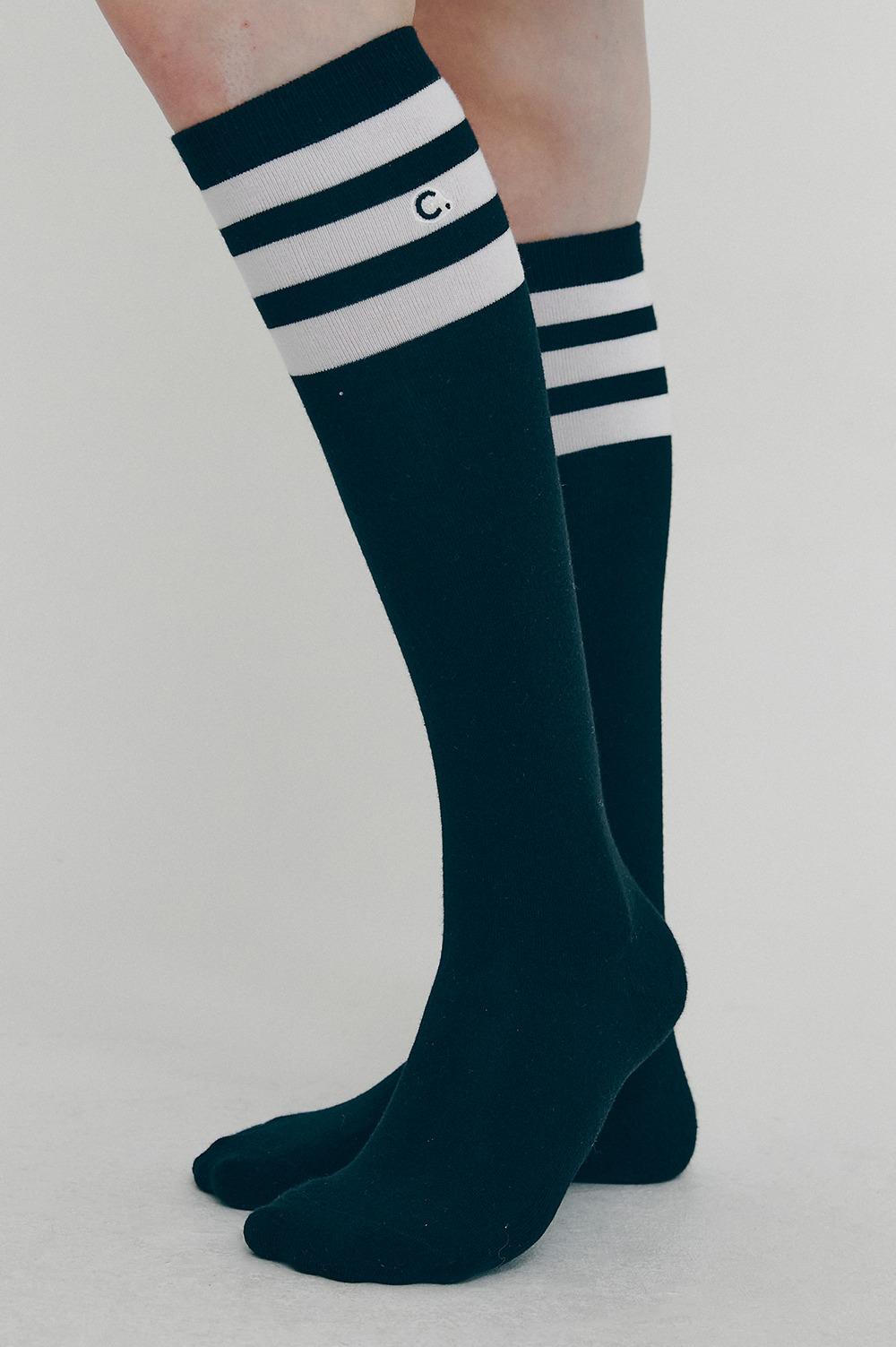 Stripe Knee Socks (Black)