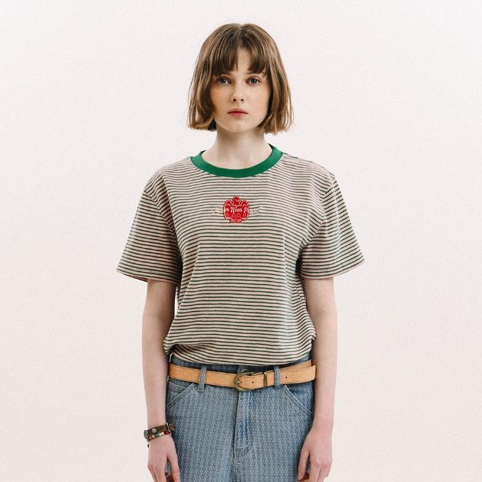 Stripe Eagle Patch Tee Pink