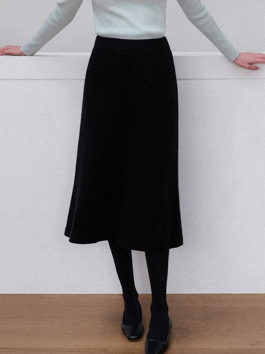 로에 캐시미어 니트 플레어 스커트 (black)