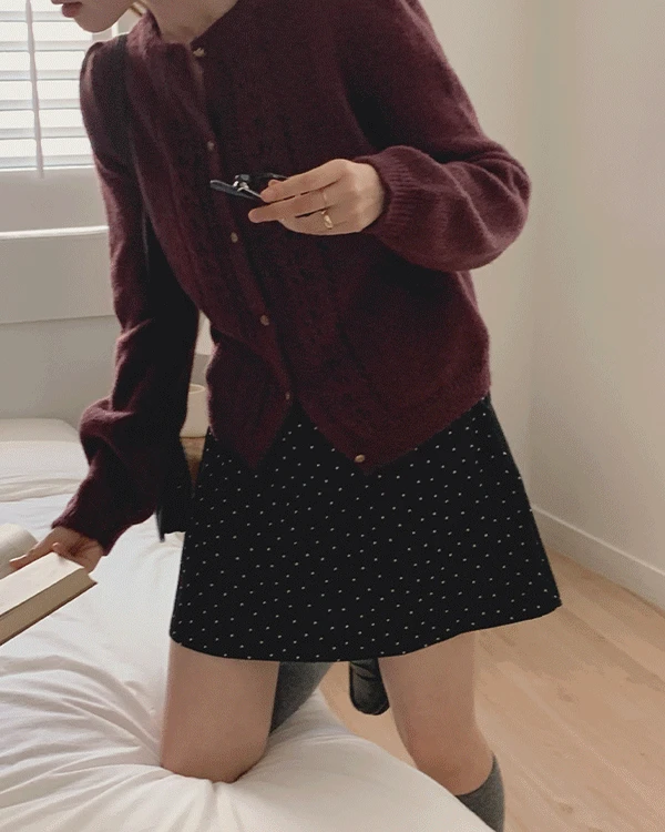 [BE MY MUSE]헤메라 스카시 마블 버튼 퍼프 가디건