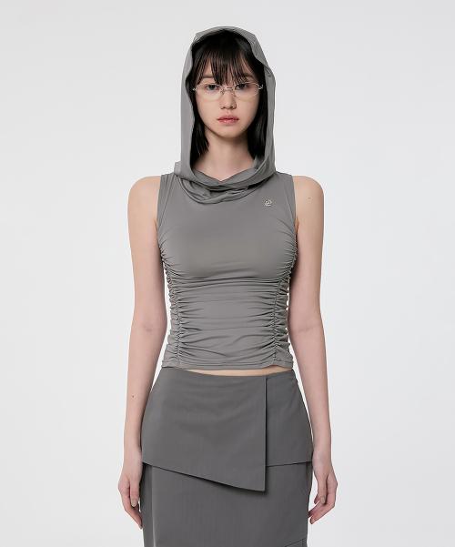 Hooded High Neck Sleeveless (FL-125_Gray)