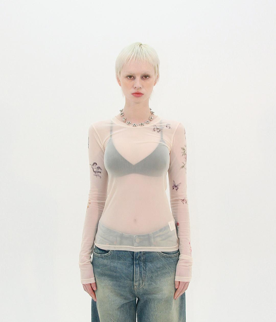 MESH SHEER TIGHT LONG SLEEVE (SKIN TATTOO)