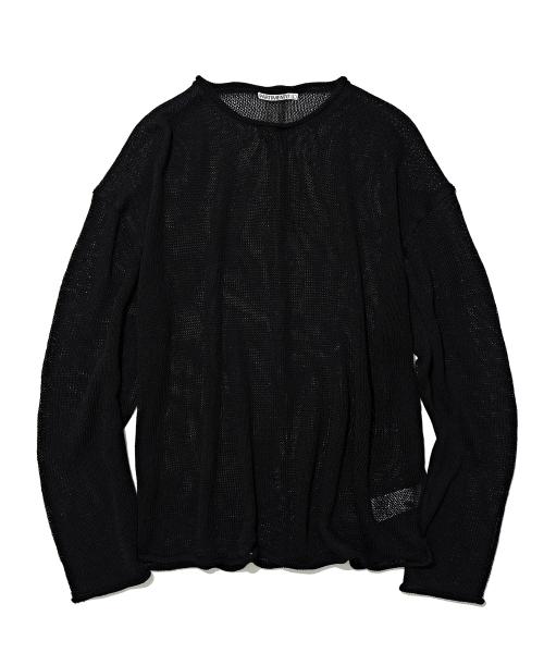 린넨 블렌드 컷오프 니트 블랙