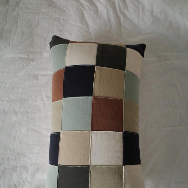 [Boucle-hand] Soft twill patchwork cover ( mint-brown )