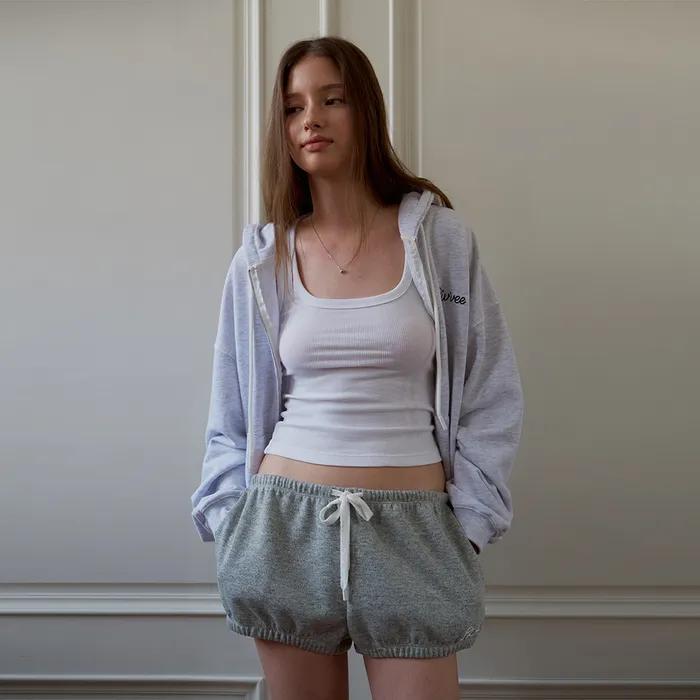 Wool Cotton Puff Shorts (snow grey)