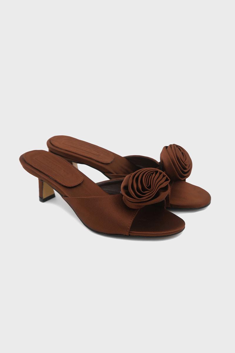Rose corsage mule Brown