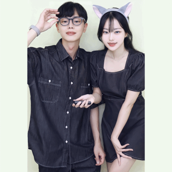 Endearing 데님 시밀러 - (2color) #1573 청/시밀러/nb/남방/셔츠/원피스/커플/남여공용/유니섹스/데일리/룩