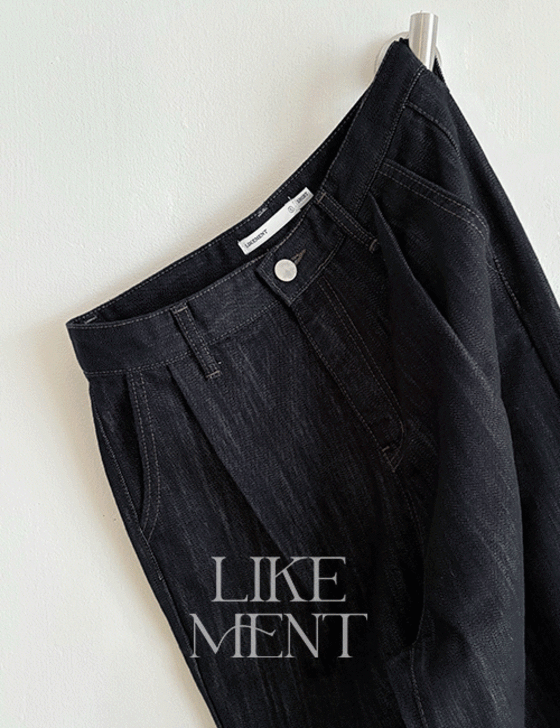 [LIKEMENT] 데비 논페이드 생지 핀턱 와이드 데님 (PT)