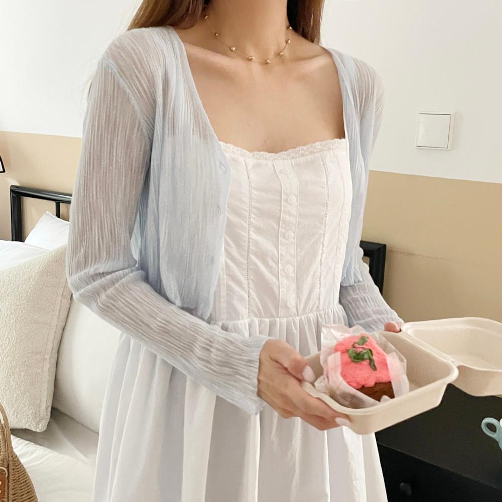 비스코스 시스루 크롭 가디건