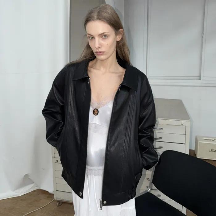 VINTAGE LEATHER BLOUSON JACKET_BLACK