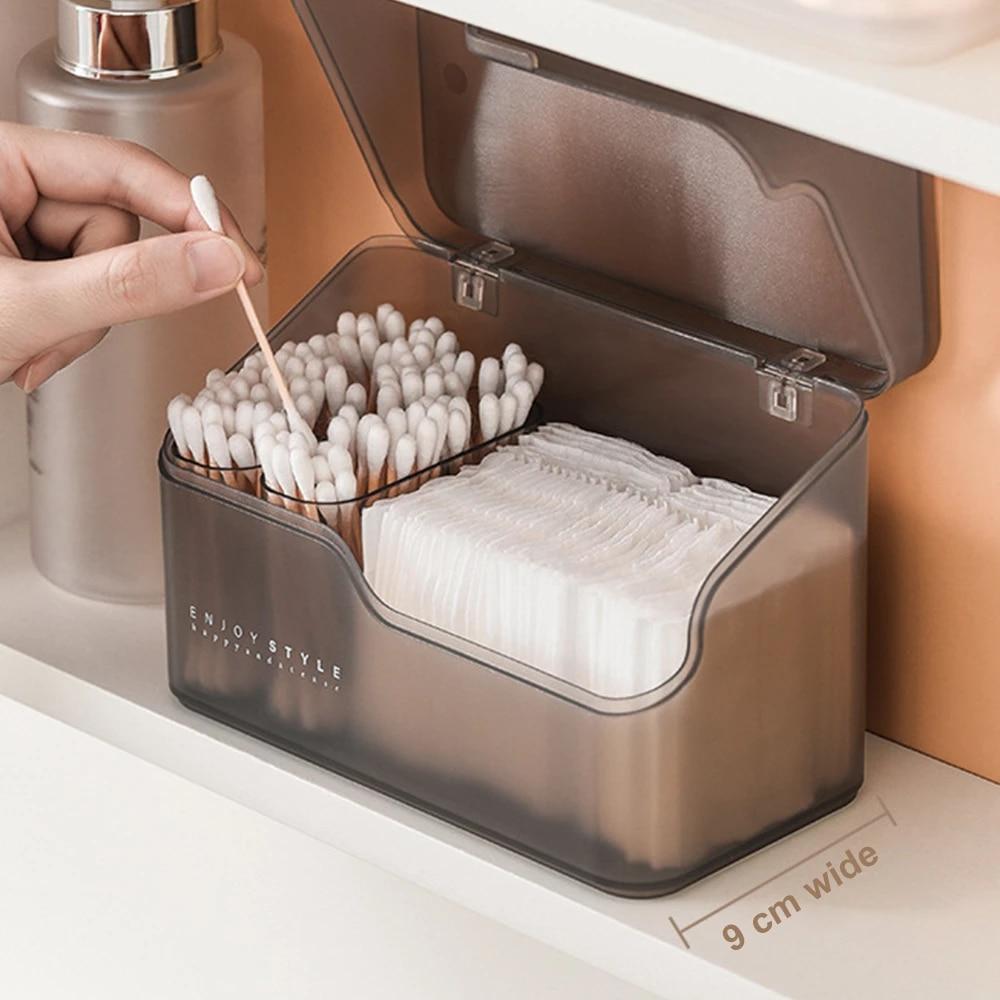 화장품 정리 용기 상자 3 개 세트, 메이크업 정리 상자 보석 보관 케이스 뚜껑 세면 용품 면봉 용기