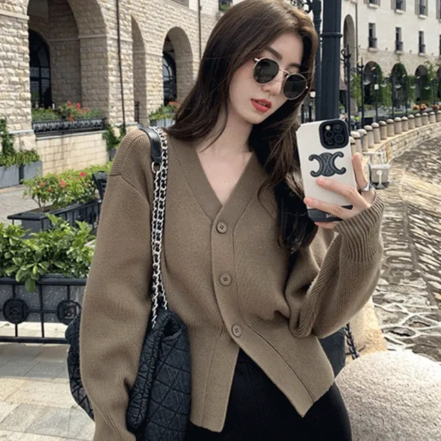 니트가디건 브이넥 아우터 자켓 1996마리프가디건