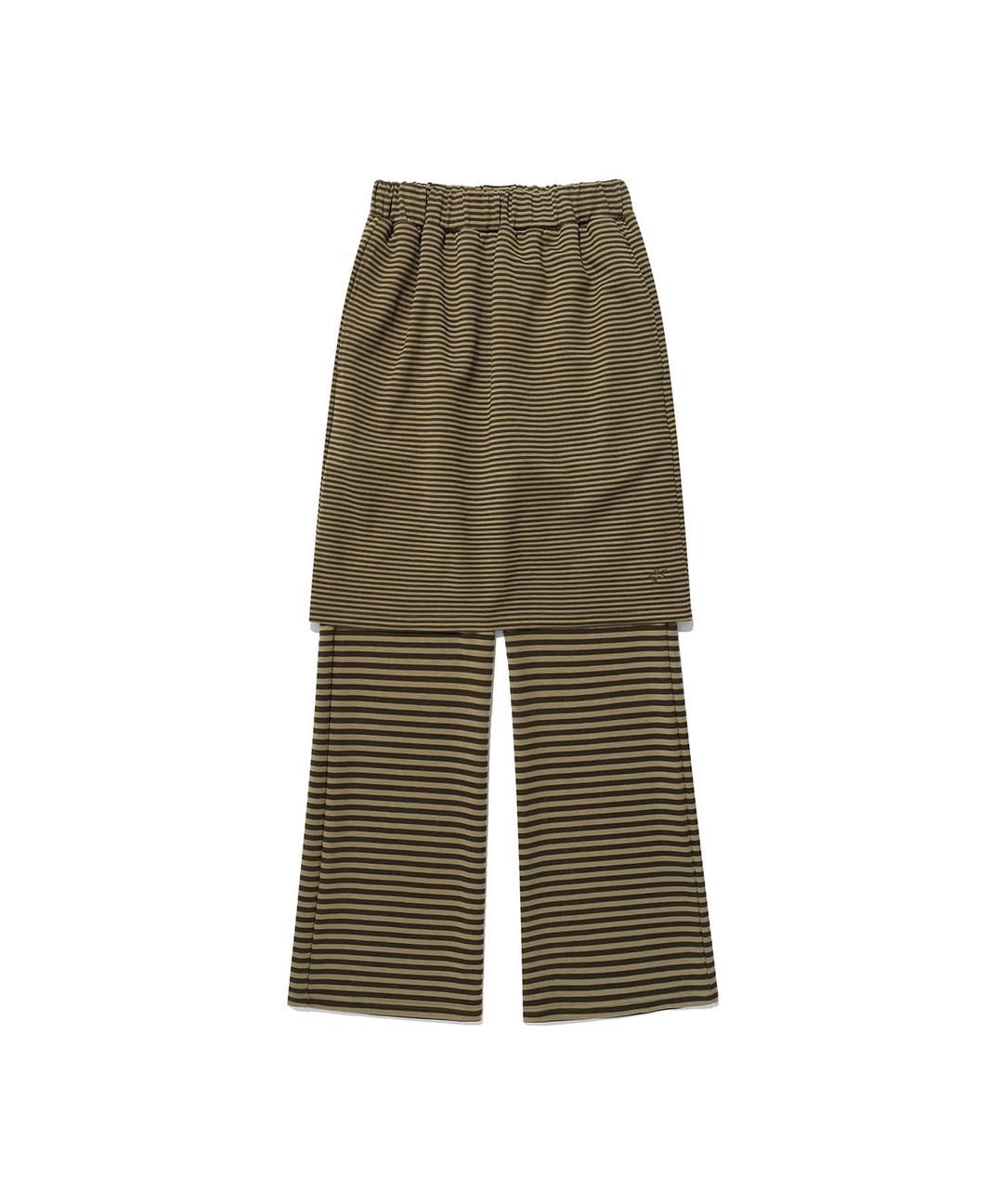 stripe midi layerd skirt pants_khaki