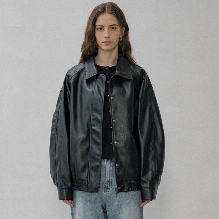 SIOT4141 얼반 페이크 레더 자켓_Black