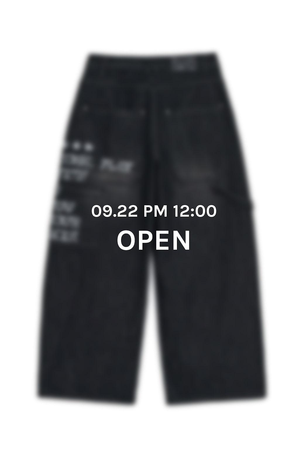 Lettering carpenter denim pants (Black denim)