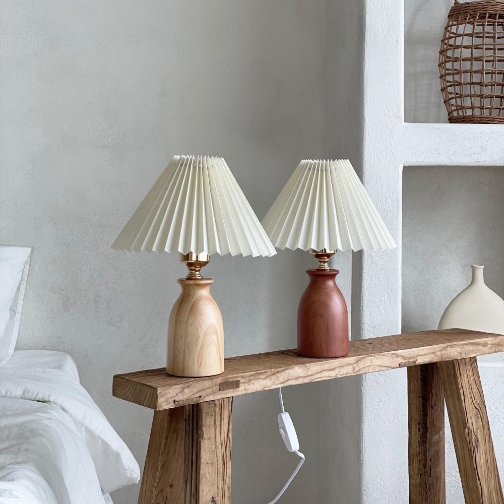 신혼부부 집들이선물 빈티지 코지 우드 침대 스탠드 무드등 플리츠조명