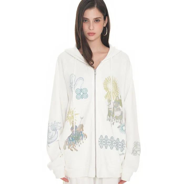 TAROT 02 WAFFLE ZIP-UP HOODIE (WHITE)