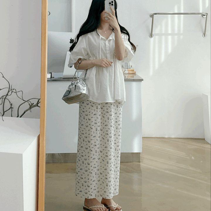 (2사이즈)볼륨단추반팔BL-2color : 제이린