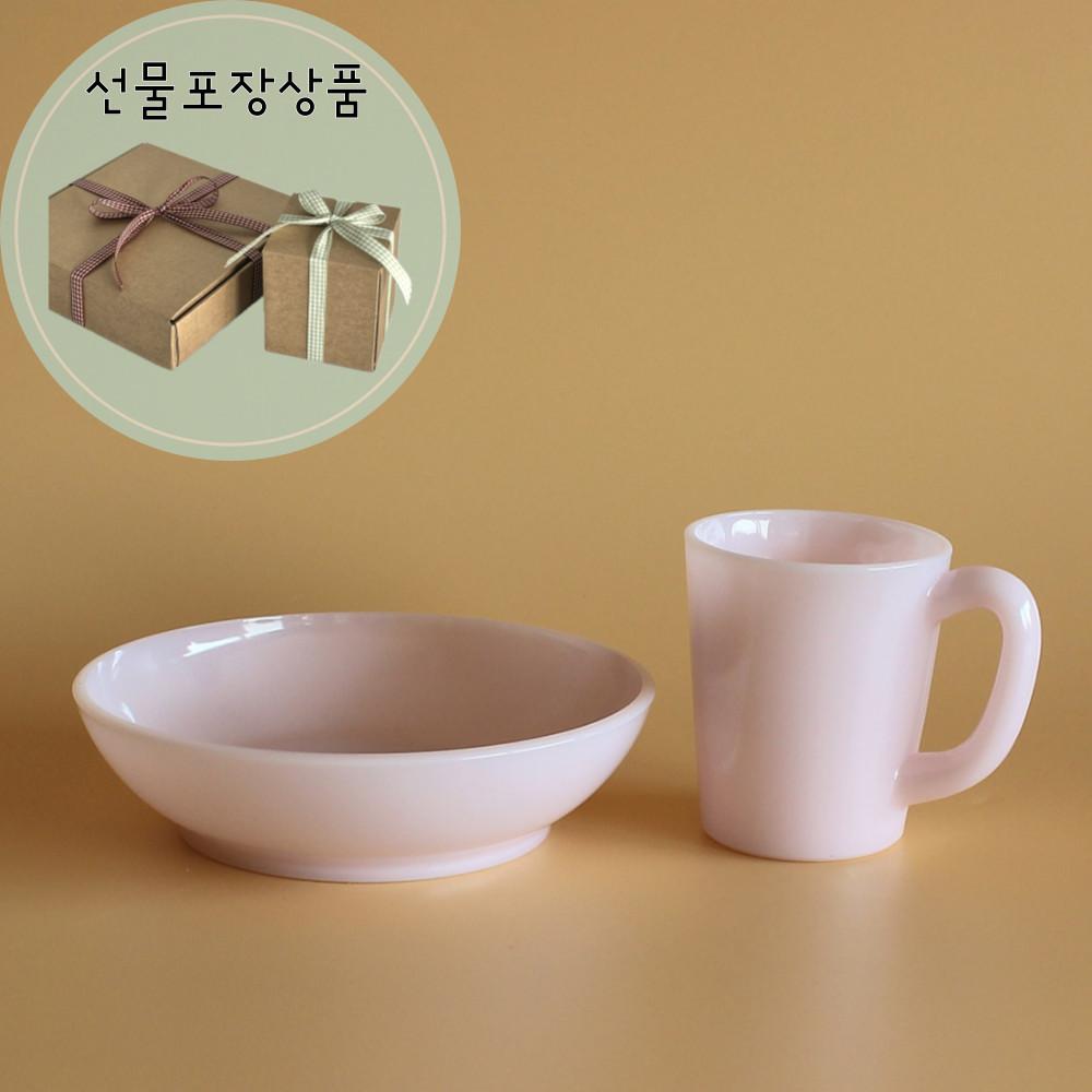 [Mosser Glass] [선물포장] 모서글라스 디쉬&머그 세트 밀크글라스