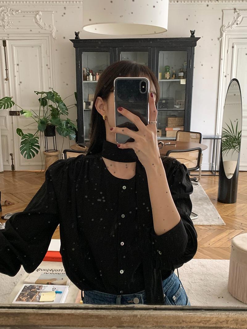 [Lemoir/당일배송/하객룩] scarf shirring blouse (2 color)