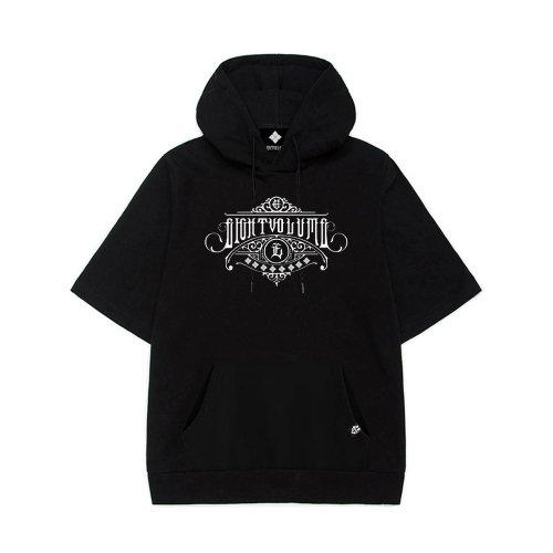 EV 엠블램 유니슨 오버핏 반팔 후드 (블랙)