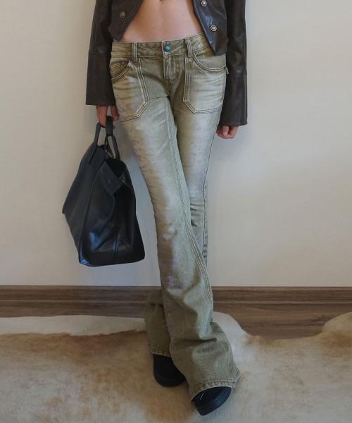 Flocking Bootcut Denim Washed Desert