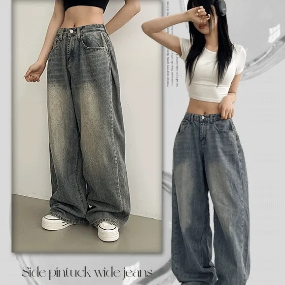 ❤당일배송❤ [숏,롱/5colors] 테브 사이드 핀턱 벌룬핏 와이드 데님 팬츠