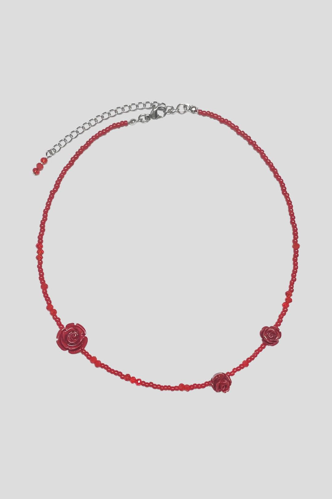 ROSE FIT 비즈 목걸이_레드