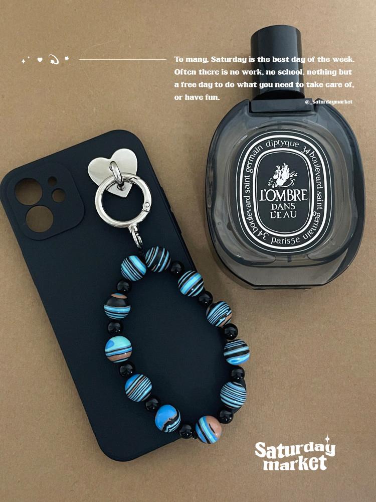 블루 마블 볼드 스트랩 비즈 키링 (saema)