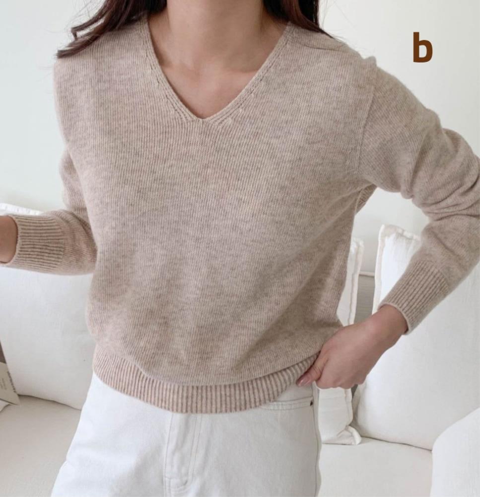 ls 캐시미어 울 브이넥니트 홀가먼트 예스 긴팔 아이보리 베이지 카멜 브라운 그레이 블랙