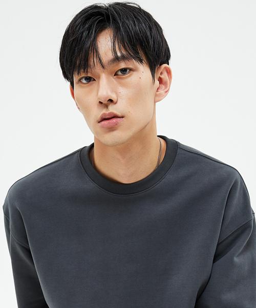 950G 솔리드 맨투맨-아스팔트-[세미 오버핏]