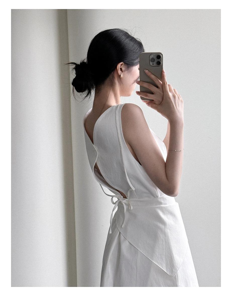 [kerchief_set] 레아 백리스 원피스 [퓨어아이보리]