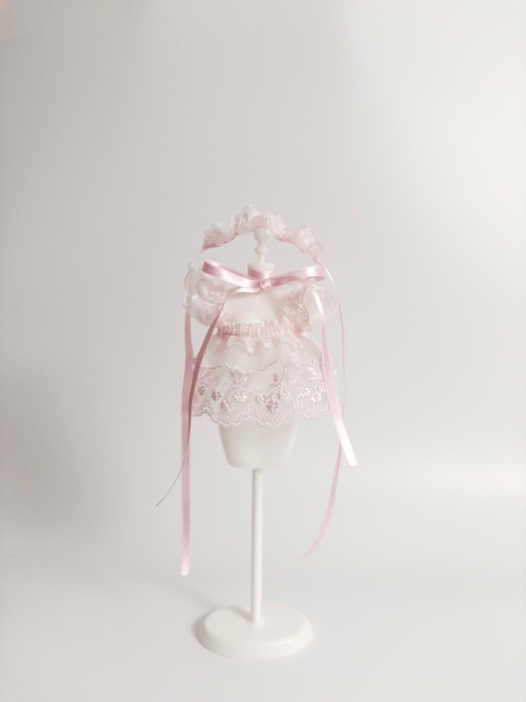 061 Lace frill dress set Pink − for yukiyas