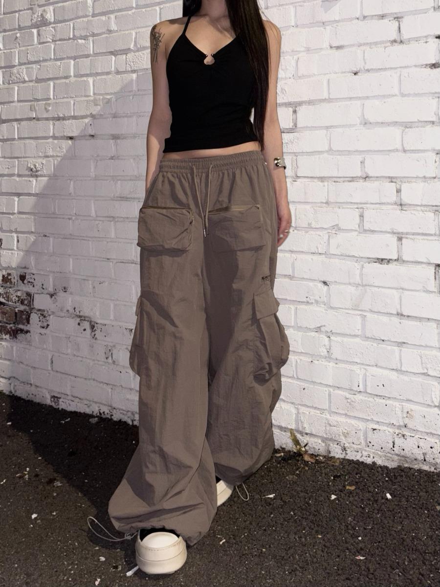 zipper wide pants