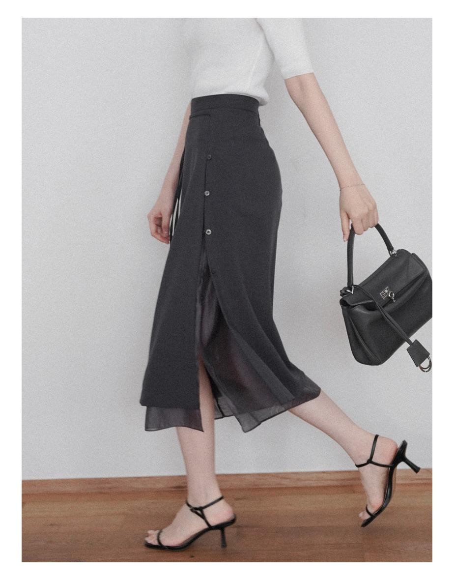 [S7일소요] 레비 버튼 레이어 스커트 (2colors)