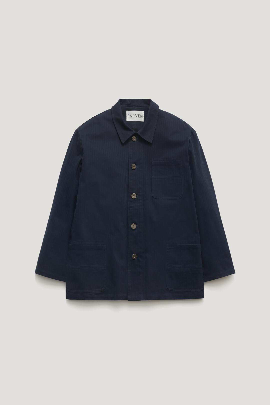 [2nd reorder] PALE HERRINGBONE UTILITY WORK JACKET_NAVY / ₩219,000
