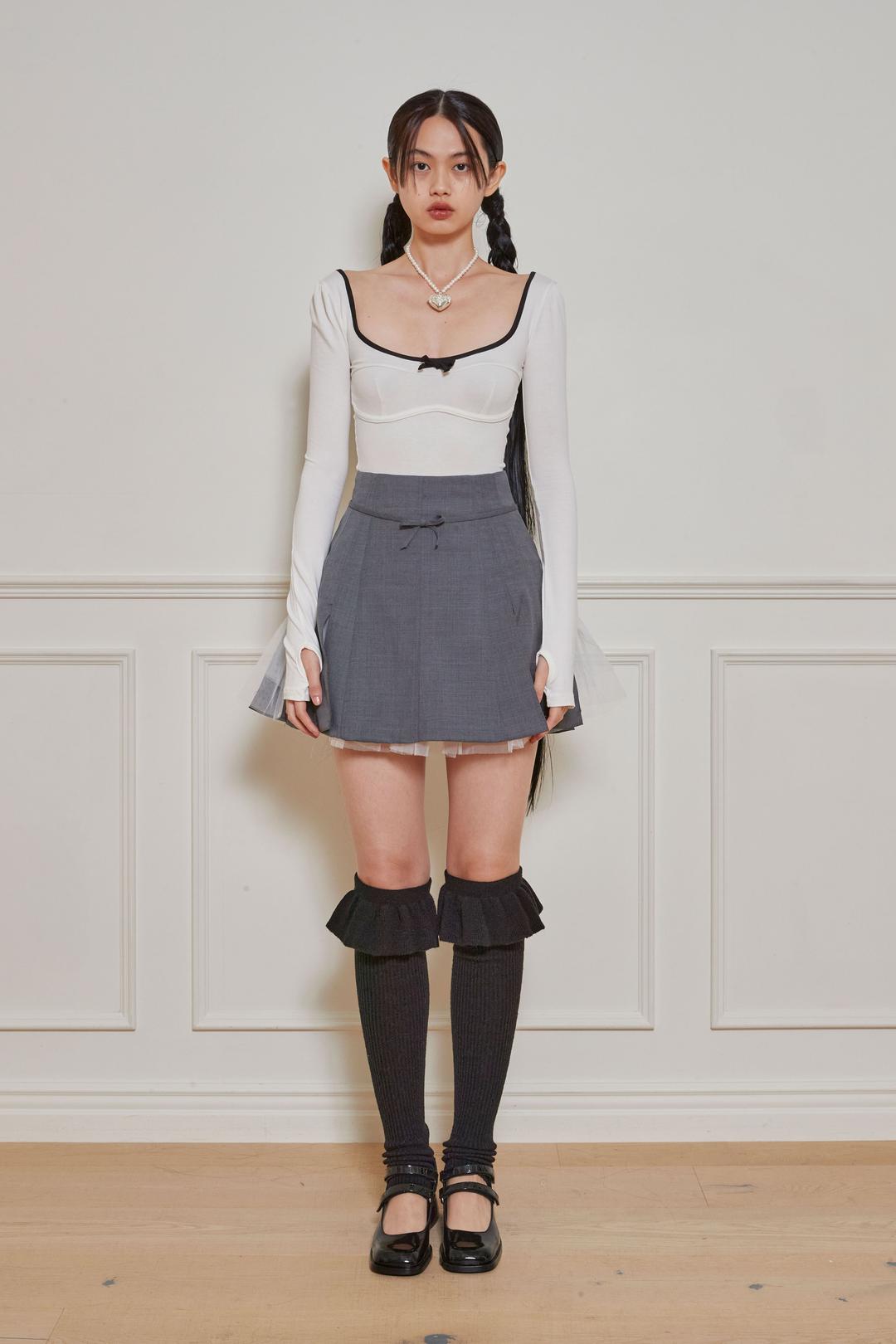 Ribbon T shirt(White&Black)