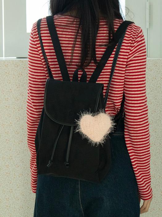 fluffy heart key ring_baby pink