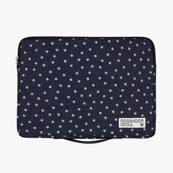 Tiny stars dark denim laptop pouch _ 2sizes