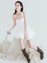 [리사,태연,나연,조유리 착용] Shirring ribbon dress(white)