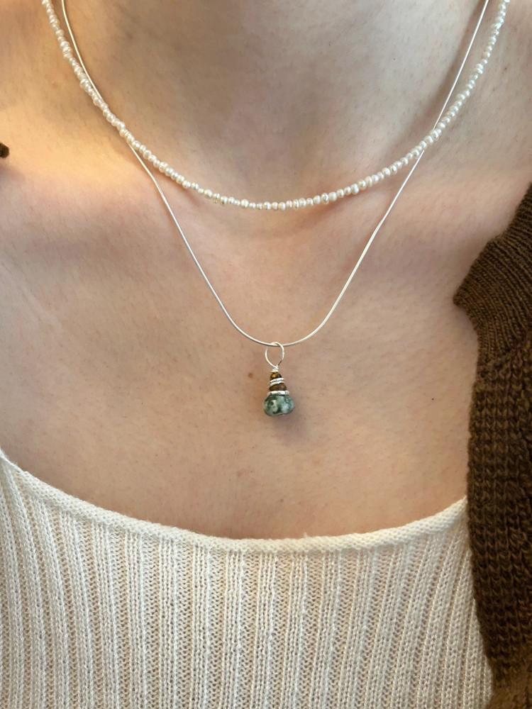 925실버 빈티지 천연석 원석 목걸이