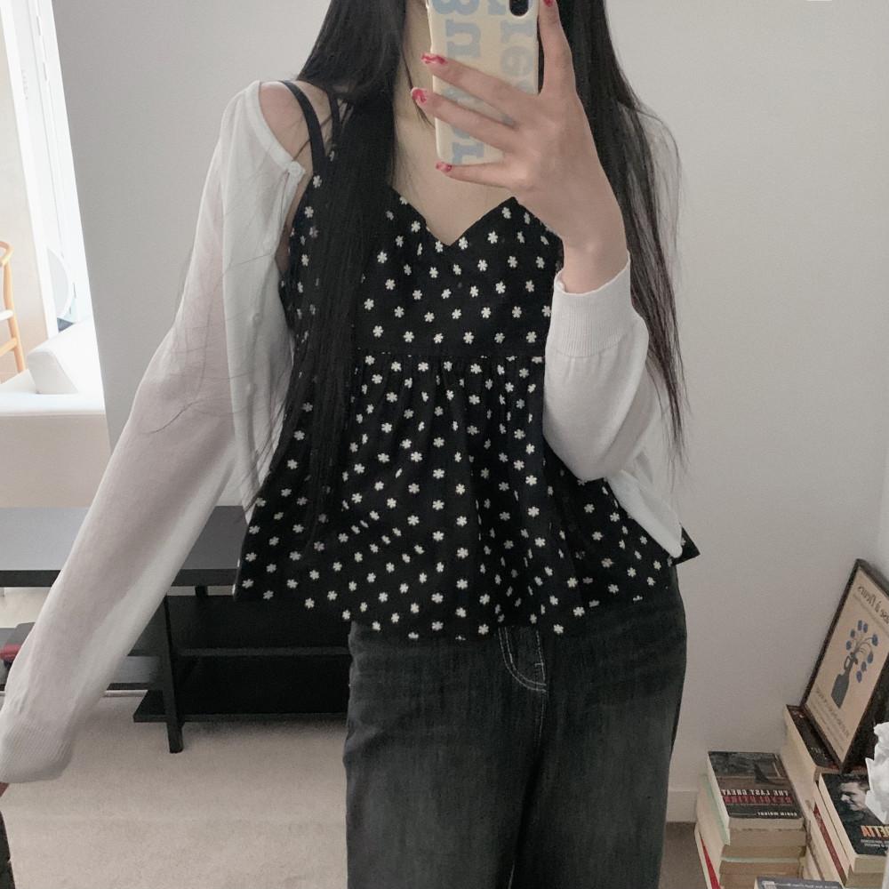 여성 크롭 데이지 나시 뷔스티에 블라우스