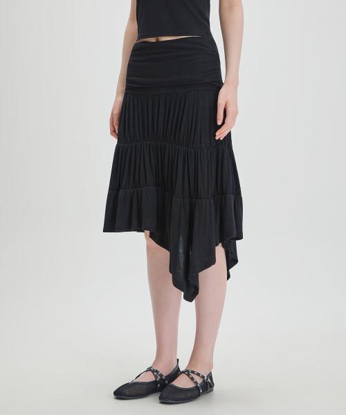 폴디드 밴딩 티어드 스커트_MIWWMG45MS