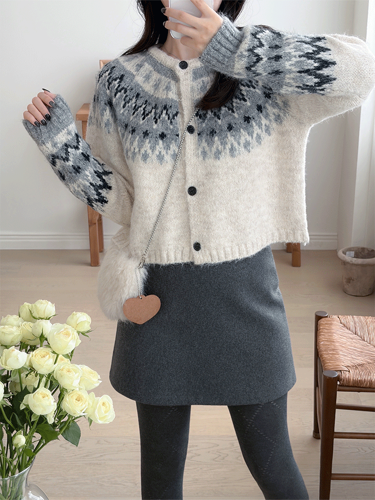 눈꽃 코위찬 울 가디건