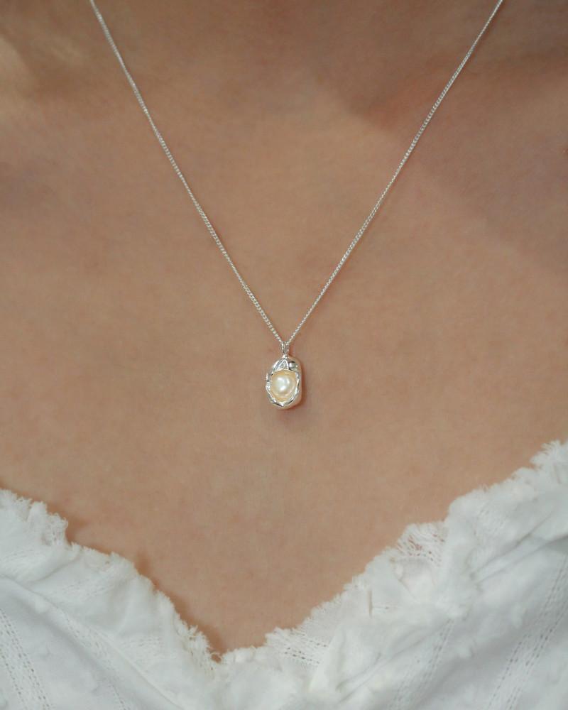 실버925 허그 담수 진주 펜던트 목걸이